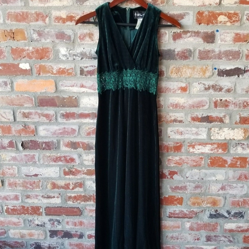 Crush Velvet Long maxi Dress short sleeve lace